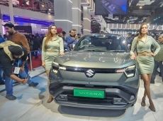 Maruti Suzuki's eBorn SUV, the e VITARA, at the Bharat Mobility Global Expo 2025